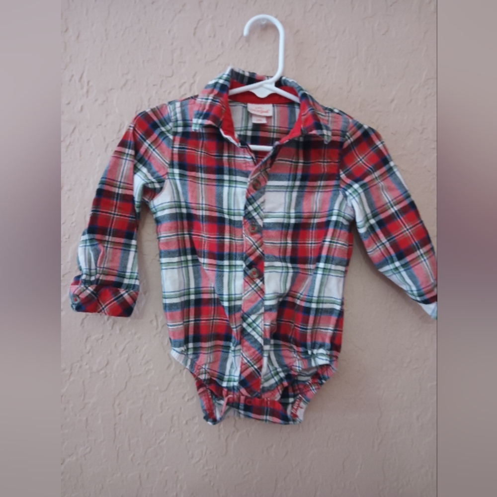 Cat and Jack button down plaid bodysuit size 12 months